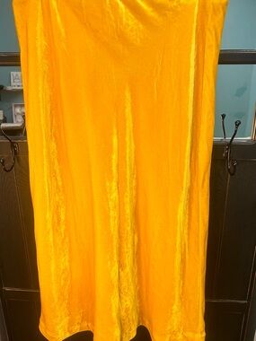 Anthropologie Bright Yellow Satin Maxi Skirt